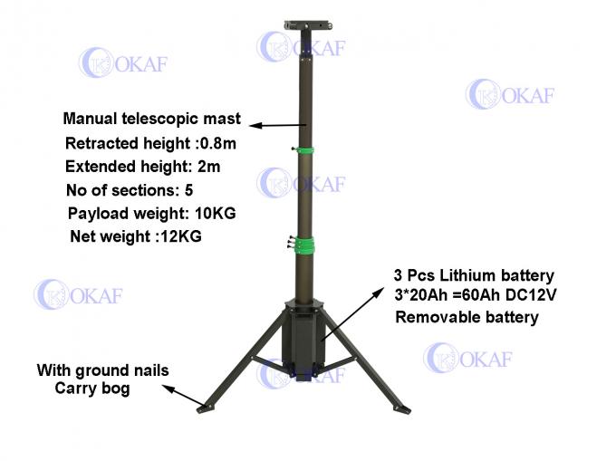 Manual Lifting Portable Power Bank Tripod Foldable Telescopic Mast Dengan Baterai 1