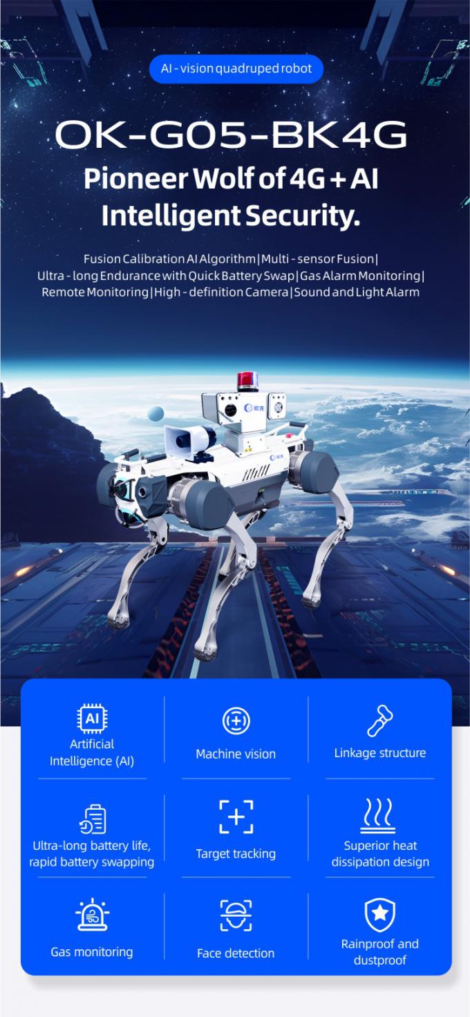 OKAF AI Surveillance Autonomous Security Patrol Robot Industrial Guard Robot Dog Smart Security Robot Berempat 0