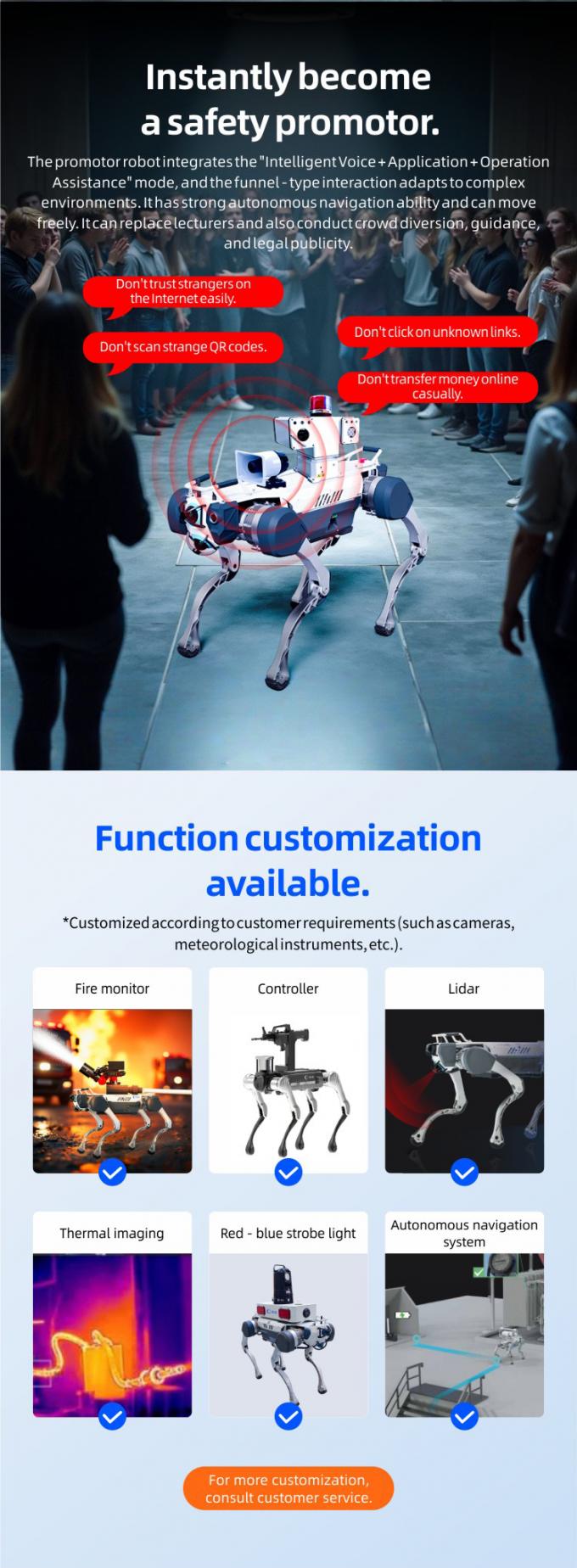 OKAF AI Surveillance Autonomous Security Patrol Robot Industrial Guard Robot Dog Smart Security Robot Berempat 6