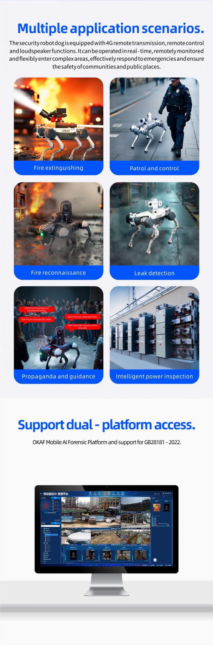 OKAF AI Surveillance Autonomous Security Patrol Robot Industrial Guard Robot Dog Smart Security Robot Berempat 7