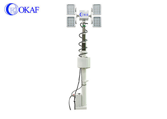 RS485 6M Mobile Aluminium Telescoping Mast Lampu 4 * 120W CREE