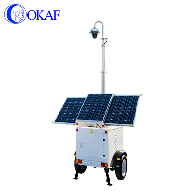 5G AI Mobile CCTV Camera Trailer Drag Type Intelligent Monitoring Solar Power Supply