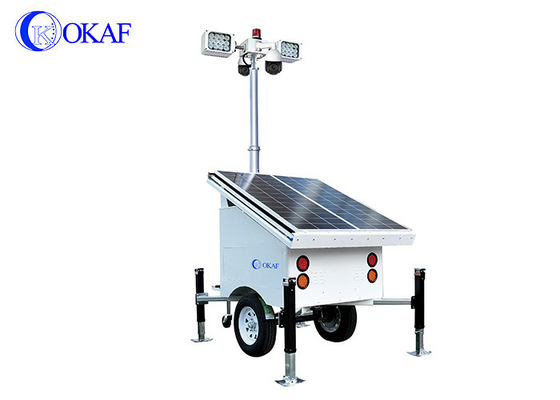 OKAF Tanah Pembangunan Surveillance Light Tower 4G 5G Mobile CCTV Trailer Menara Kamera Keamanan Surya