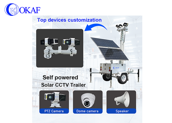 Sistem Pengawasan Seluler Bertenaga Surya Off-Grid 12m Tiang Teleskopik Trailer Keamanan CCTV Surya untuk Lokasi Konstruksi