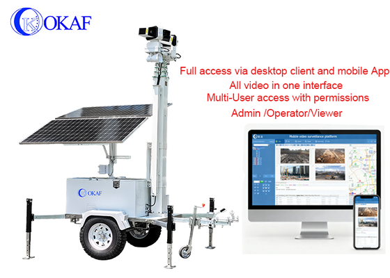 Sistem Pengawasan Seluler Bertenaga Surya Off-Grid 12m Tiang Teleskopik Trailer Keamanan CCTV Surya untuk Lokasi Konstruksi