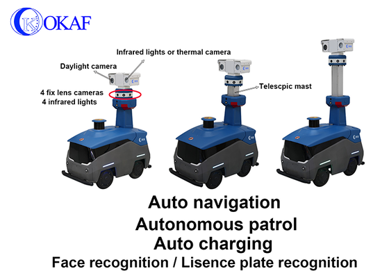 Keamanan patroli otomatis mengisi ulang robot cerdas untuk area besar pabrik penjaga gerbang sekolah